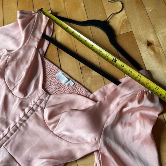 ASTR Light Pink Satin Corset Long Sleeves Blouse - Picture 4 of 10